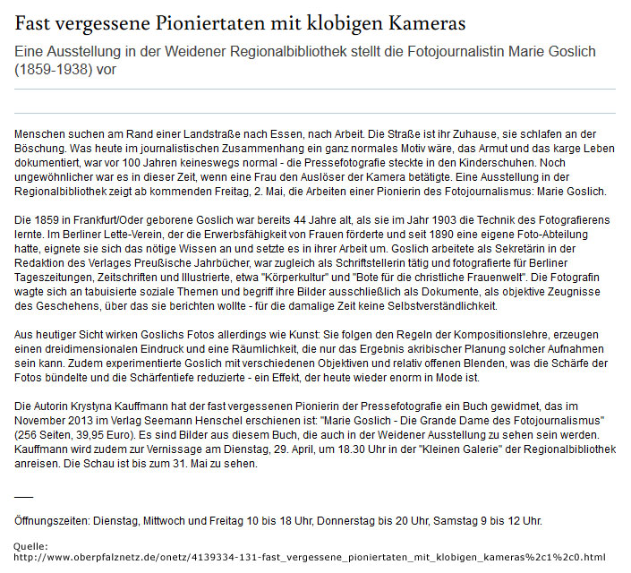 Presseartilel in der neue Tag